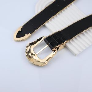 Cinturón de Cuero PU Negro de 3.5cm de Ancho con Hebilla de Aleación Tallada Estilo Europeo Americano para Mujer, Estilo Vintage Western Punk para Jeans - Product Image 3