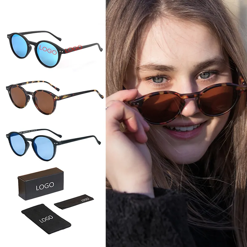 नवीनतम फैशन डिजाइन प्लास्टिक छोटे दौर फ्रेम Polarized धूप का चश्मा के लिए UV400 सूरज चश्मा पुरुषों महिलाओं