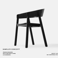 Fauteuil créatif en bois massif et cuir avec dossier et assise rembourrée, chaise de salle à manger moderne et minimaliste pour la maison, les restaurants et les cafés