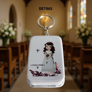 Caja Metálica para Monedas con Llavero, 6.5x4cm, Ligera, Impresión Digital, Decoración Religiosa para Comunión, Elegante para Eventos y Fiestas - Product Image 3