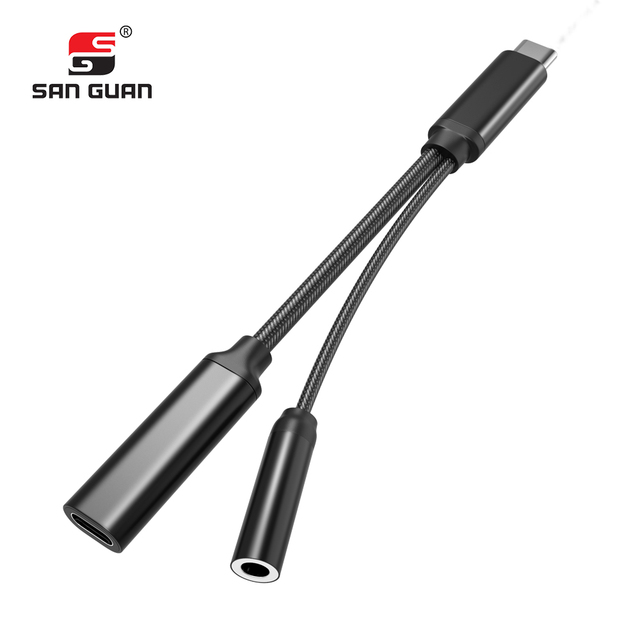 2 in 1 USB-C to 3.5mm Jack Audio Cable & USB Adapter with Charging & Audio Call for Mobile Phones