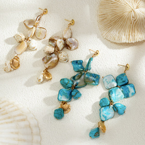 2025 bijoux de mode Design Unique argent aiguille plaqué or <span class=keywords><strong>boucles</strong></span> <span class=keywords><strong>d</strong></span>'<span class=keywords><strong>oreilles</strong></span> bleu mer coquille <span class=keywords><strong>boucles</strong></span> <span class=keywords><strong>d</strong></span>'<span class=keywords><strong>oreilles</strong></span> Boho pour petites filles cadeau - Product Image 2