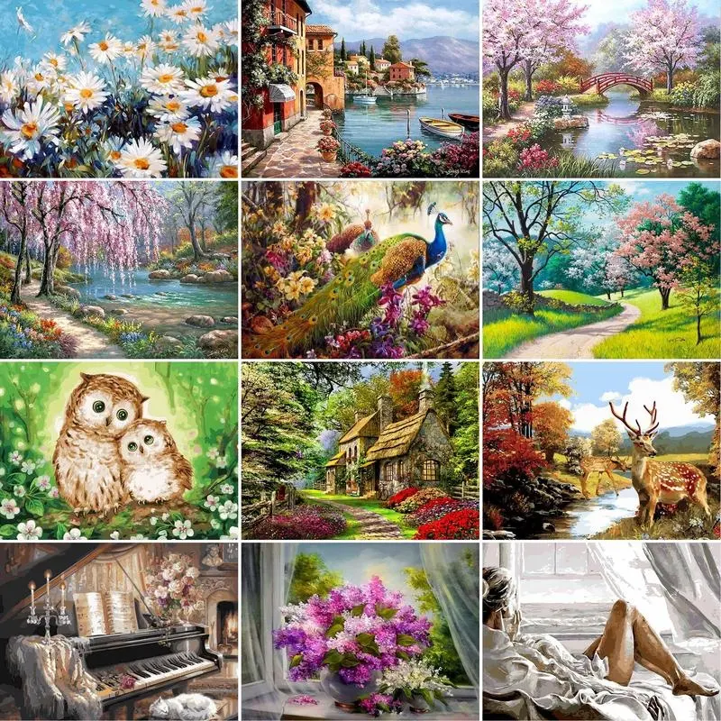 Paint by Numbers Flower Picture Colourings DIY HandPainted oil Painting By Number For Adults On Canvas Unique Gift