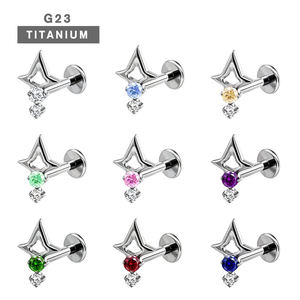Lotus Wholesale Boucles d'oreilles clous en titane ASTM F136 G23 de qualité implantable, avec diamant brillant, pour piercing corporel - Product Image 1