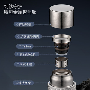 Titanium Insulated <b>Mug</b> With <b>Tea</b> Strainer Magnetic Lid Business Gift Round Stainless Steel Tumbler - Product Image 1