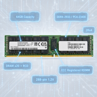 Mémoire serveur haute densité 64 Go UCS MR X64G2RT H DDR4 RDIMM 2933 ECC 2Rx4 288 broches pour centre de données, testée