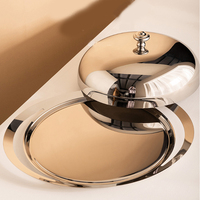 Ensemble de vaisselle de luxe européenne moderne couvercle d'assiette de luxe léger en acier inoxydable pour servir des aliments occidentaux fruits de mer gâteaux maison