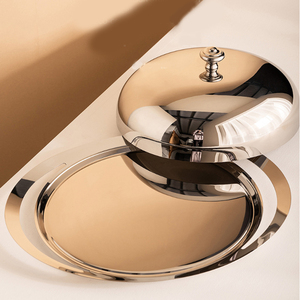 Juego de vajilla de lujo europeo moderno, tapa de plato de lujo ligera de acero inoxidable para servir comida occidental, frutas, mariscos, pasteles para el hogar - Product Image 4