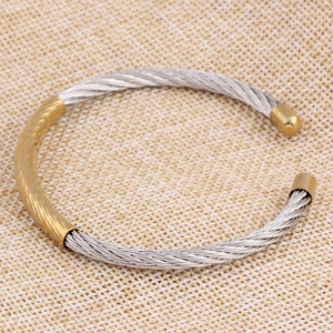 Bracelet en acier inoxydable 304, 5 mm, bicolore, plaqué or, bijoux tendance pour femmes, cadeau - Product Image 3