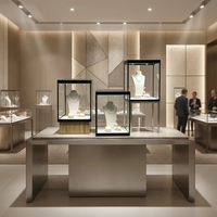 Comptoir de présentation combiné pour bijouterie de luxe, vitrine en verre sur pied, boîte cube pour colliers et bijoux en diamant, boutique de joaillerie