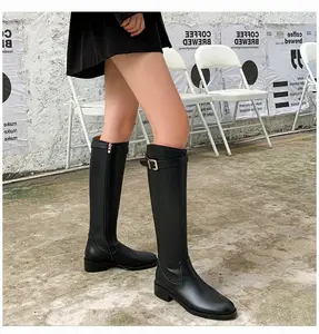New Style Autumn And Winter Women Chunky Heel Long Boots Fashion Side Zipper Thigh High Boots