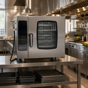 Four à vapeur combiné électrique commercial 120L, 5 plateaux, cuisson par convection, cuisson à la vapeur, fermentation, acier inoxydable, pour boulangerie, restaurant - Product Image 1