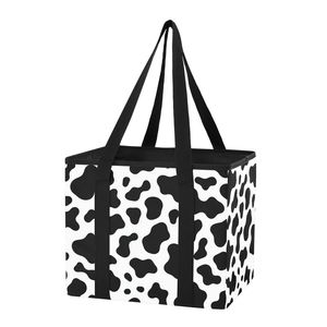 Wholesale Custom Cow Printed Car <b>Trunk</b> Organizer Foldable Grocery Bag with Handles <b>Large</b> Capacity Collapsible Shopping Bag - Product Image 1