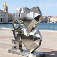 Sculpture de cœur en acier inoxydable moderne sur mesure RELONG pour la décoration