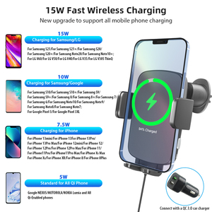 Chargeur de téléphone portable à <span class=keywords><strong>induction</strong></span> 2 en 1 Support de chargeur de voiture sans fil 15W Support de téléphone pour bouche d'aération de voiture à charge rapide - Product Image 6