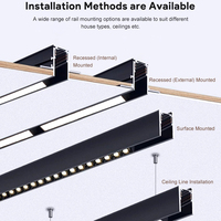 Système de rail en aluminium réglable à montage en surface, design modulaire, lampe sur rail magnétique linéaire mince
