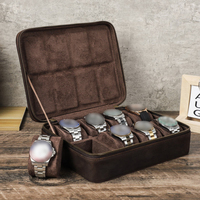 Dropshipping Luxe Coffret de Rangement pour 8 Montres en Cuir Crazy Horse, Étui de Voyage pour Montres avec Logo Personnalisé, Stock Disponible CF1203