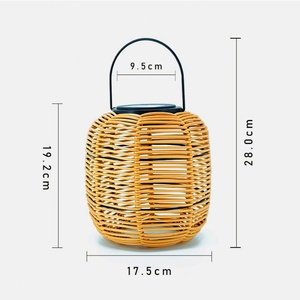 Lámpara Solar para Exteriores, Decoración de Patio, Lámpara de Mesa de Mimbre, Lámpara Solar Impermeable de Ratán para Patio, Césped, Jardín - Product Image 2