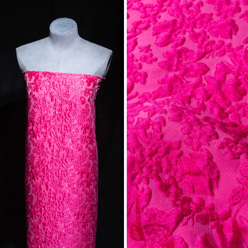 Keer ผ้าแจ็คการ์ดย้อมสีแบบเมมโมรีพิมพ์ลายดอกไม้ผ้าไนลอนย้อมสีแดงสดใสออกแบบได้ตามต้องการ SBS13โรงงาน