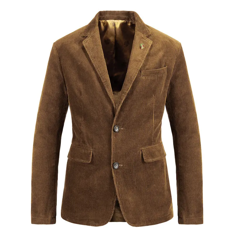 2021 नई कॉरडरॉय सूट रेट्रो आकस्मिक ठोस रंग फ्लैट बजरा पुरुषों की कोट