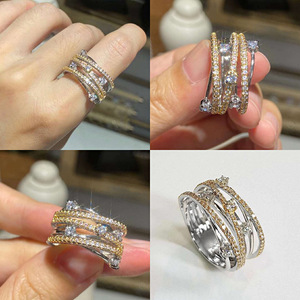 Anello a croce creativo per donna, con accento a stella, stile scintillante, gioiello da dito alla moda - Product Image 2
