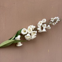 Bunga Lily of the Valley Buatan Warna Putih Pink, Bunga Lonceng Sutra Dekoratif untuk Dalam Ruangan, Laris Manis