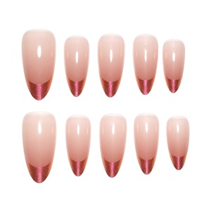 10 ชิ้น/ชุด เล็บปลอมอะคริลิคทรงเหลี่ยมขนาดกลาง สีชมพูไล่เฉดประกายเพชรระยิบระยับ พร้อมกาว SP103 - Product Image 6