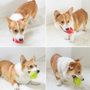 Yite Pet Latex <b>Dog</b> Toys Red Rugby Green Tennis <b>Ball</b> Sound Making Durable Interactive Chewing Play Toy - Product Image 1