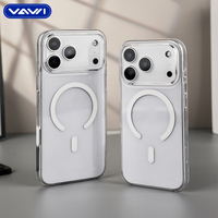 VAWI C012 Coque magnétique transparente en PC de haute qualité, antichoc, pour iPhone 12 13 14 15 16 17 Pro Max – Vente en gros