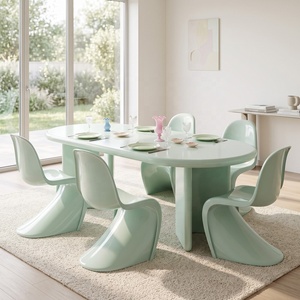 Table de salle à manger rectangulaire moderne, bureau de réunion ovale minimaliste pour la maison - Product Image 5
