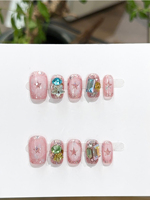 Faux ongles de luxe faits à la main, motif croix gothique 3D, style Y2K, réutilisables, à coller
