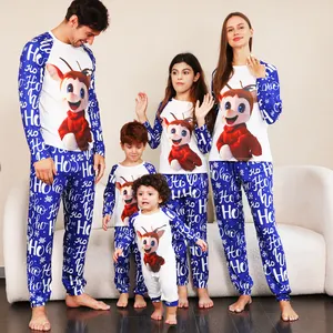 Custom Blue and white Women Men Plaid Pjs with Short Sleeve Loungewear Clothes Sleepwear Christmas Matching Family Pajamas