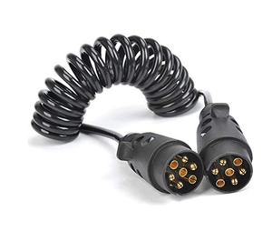 Câble d'extension en spirale de <span class=keywords><strong>remorque</strong></span> ISO 1724 <span class=keywords><strong>7</strong></span> <span class=keywords><strong>broches</strong></span>/13 <span class=keywords><strong>broches</strong></span> <span class=keywords><strong>12v</strong></span> PU fil de bobine de remorquage caravane, camping-car, <span class=keywords><strong>remorque</strong></span>, camion - Product Image 1
