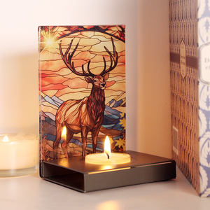 Square Deer Theme Glass & Metal <b>Tea</b> <b>Light</b> Holder Christmas Decorative Lantern for Farmhouse Table Centerpiece - Product Image 1
