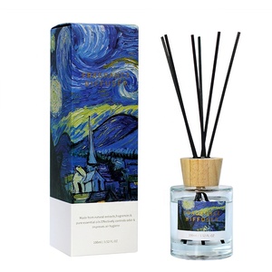 Wholesale 100ml Luxury Home Aroma Perfume Set Custom Glass Bottle Art Painting Reed <strong>Diffuser</strong> <strong>Sticks</strong> Luxury Reed <strong>Diffuser</strong> Set - Product Image 2