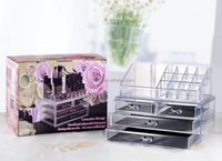 Brosse à poudre cosmétique transparente, contenant facile, ensembles d'organisateurs de maquillage en plastique