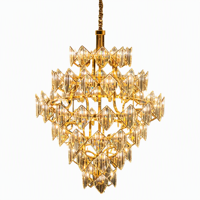 Lustre en cristal de verre multicouche en or de luxe sur mesure, non standard, moderne, grand luminaire suspendu LED pour hall d'hôtel, villa, salle
