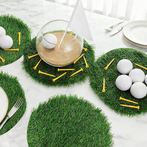 Sousplats de Grama Artificial para Decoração de Festas de Golfe, Centros de Mesa Adequados para Mesas de Jantar, Sousplats de Grama Artificial Verde - Product Image 4