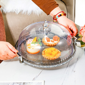 Support à gâteau rond avec couvercle et bordure dorée pour décorations de table de fête d'anniversaire - Product Image 4