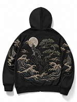 Sudadera con capucha y cremallera para hombre, estilo vintage americano, con bordado desgastado, corte holgado, sudadera con cremallera, abrigos personalizados para hombre, alta calidad