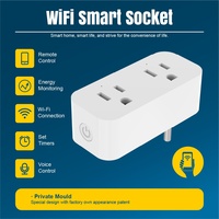 Enchufe Inteligente WiFi Tuya Multiestándar FCC de 15A, Material de PC, Control de Energía Inteligente, 2 Tomas, Uso Industrial, Mini Enchufe