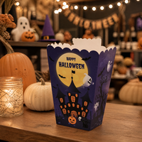 Boîte à Popcorn Personnalisée pour Halloween, Vente en Gros, Boîte à Collation en Carton à Bord Festonné pour Popcorn, Bonbons, Biscuits, Cadeaux de Fête