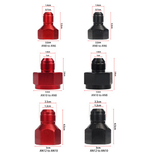 Adaptador de aleación de aluminio AN8 a AN6, AN10 a AN8, AN12 a AN10, rojo y negro, para conversión de manguera de enfriador de aceite - Product Image 1