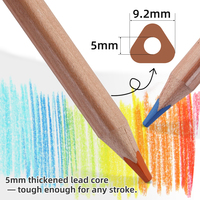 Ensemble de crayons de couleur en bois Macaron 12 couleurs avec mine de 5 mm, design hexagonal, crayons triangulaires jumbo pour le dessin artistique sur papier