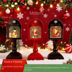 New Christmas <b>Mailbox</b> Bucket Water Filling Table Lamp LED Battery-powered Music Plastic Manual Control Christmas Decorations - Product Image 2