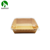 100% Eco-Vriendelijke Biologisch Afbreekbare Lekvrije Stapelbare Voedselverpakking Wegwerp Lunchbox Bruin Vierkant Kraftpapier Voedselcontainer