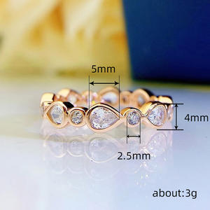 Anelli con Diamanti Q726 in Oro Massiccio 18K, Taglio a Pera, Colore Bianco Naturale G, Fede Nuziale da Donna Placcata in Oro Rosa - Product Image 5