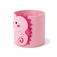Panier de rangement pour jouets en feutre RPET GRS, design hippocampe rose mignon, fabrication OEM personnalisée, organisateur de chambre d'enfant, usine certifiée BSCI