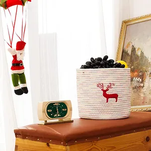 Christmas Promotional Handmade Cotton Rope Fruit Storage Basket New Product Round Cotton Rope Basket