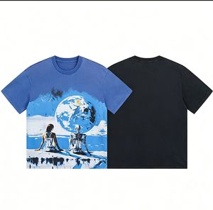 T-shirt a maniche corte lavata effetto vintage, vestibilità ampia, per uomo e donna, taglie forti, collezione 2026 - Product Image 3